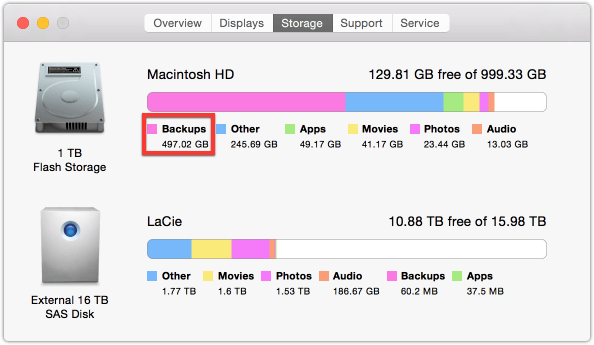 there is not enough space on time machine for backup on mac os high sierra